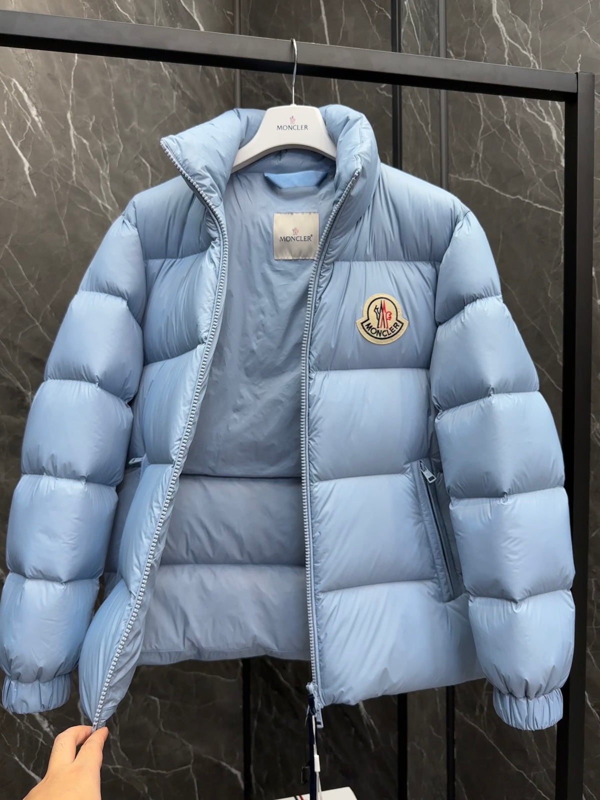 Moncler Powder Blue Short Quilted Down Jacket