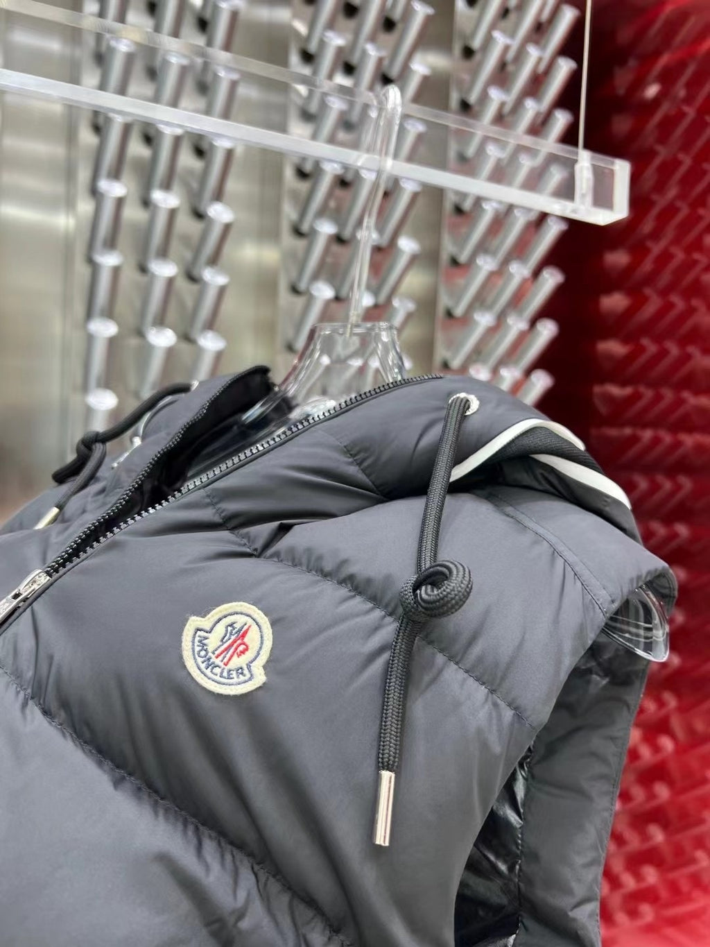 Moncler Dark Grey Hooded Down Vest