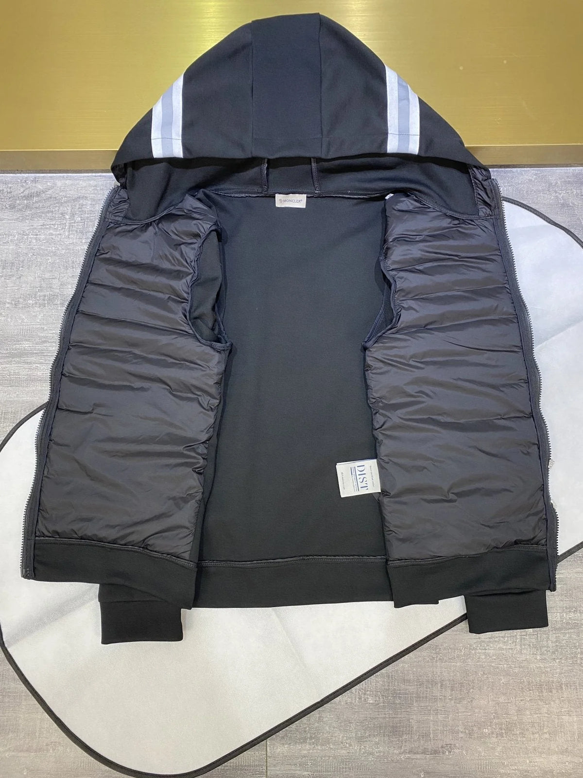 Moncler Black Hybrid Down Hoodie Jacket