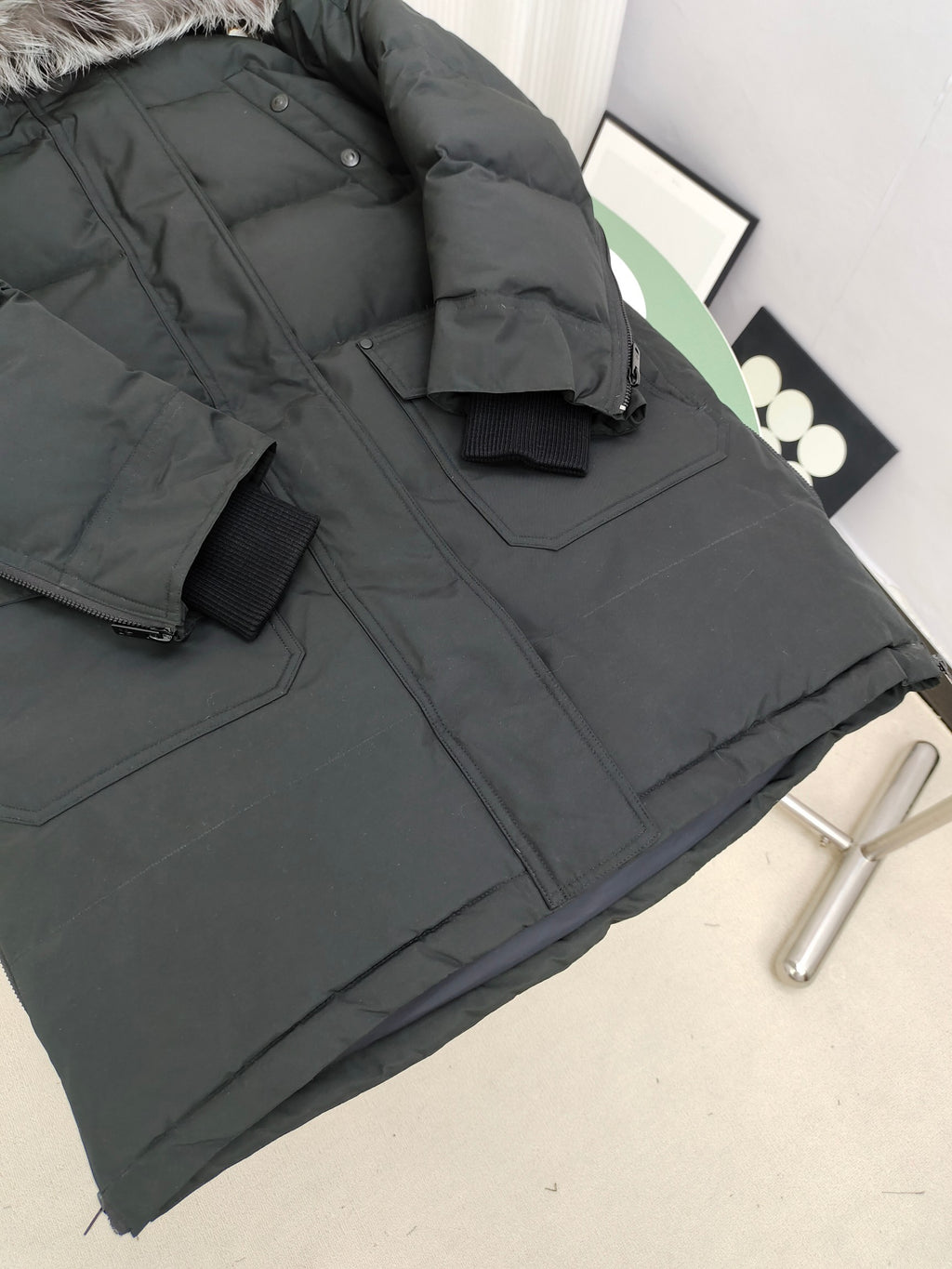 Moose Knuckles Black 3Q Down Parka with Raccoon Fur Trim