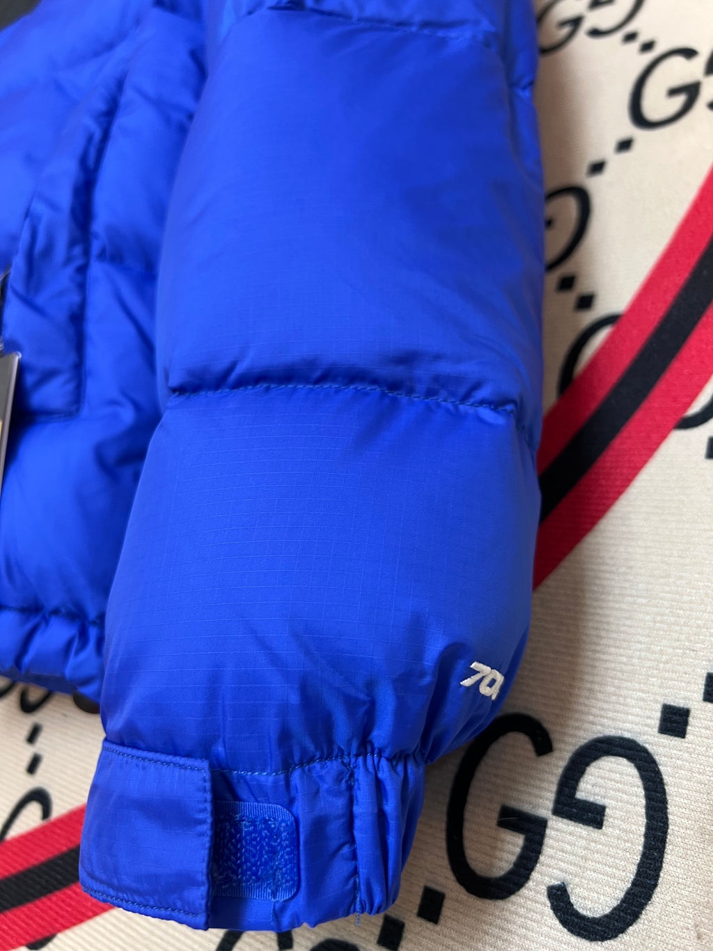 The North Face Blue Nuptse 700-Fill Down Jacket Black Colorblock