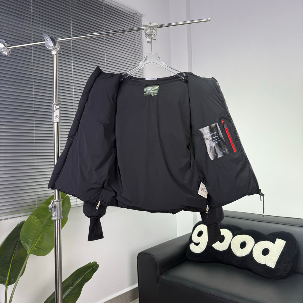 Day-Namic Black Diagonal Baffle Hooded Down Jacket