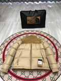 The North Face Cream Nuptse 700-Fill Down Jacket Tan Colorblock