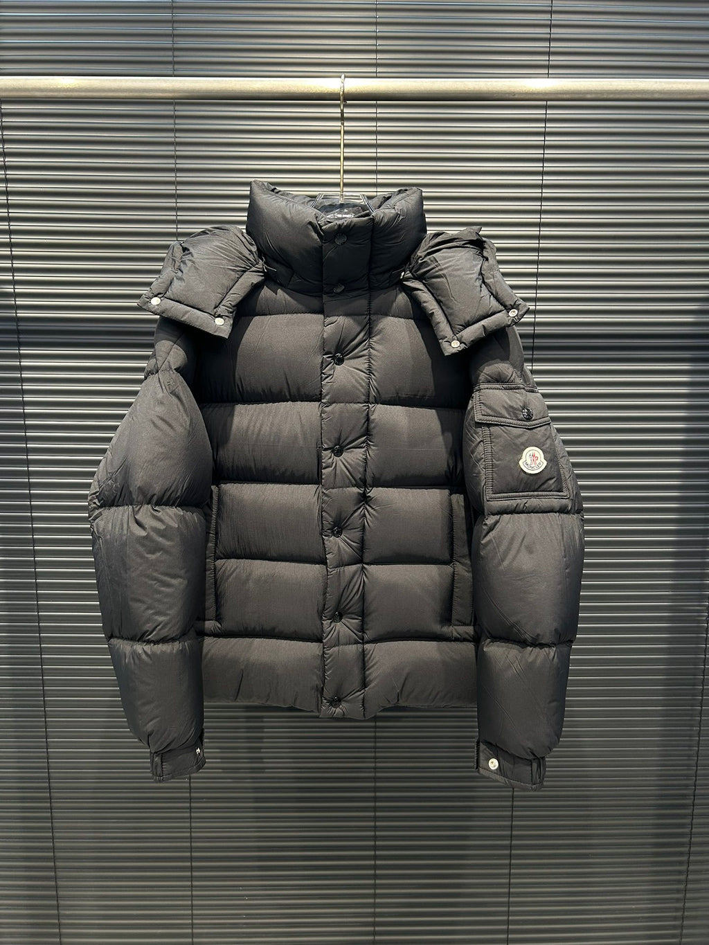 Moncler Black Double-Breasted Quilted Down Coat