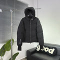 Day-Namic Black Diagonal Baffle Hooded Down Jacket