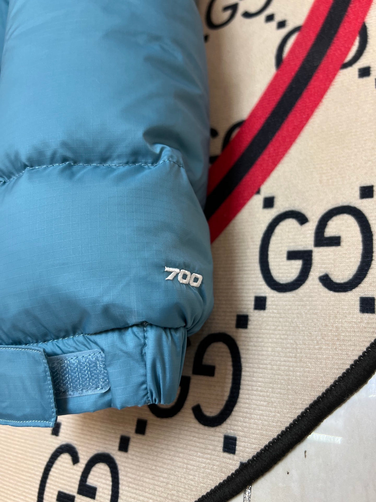 The North Face Teal Nuptse 700-Fill Hooded Down Jacket
