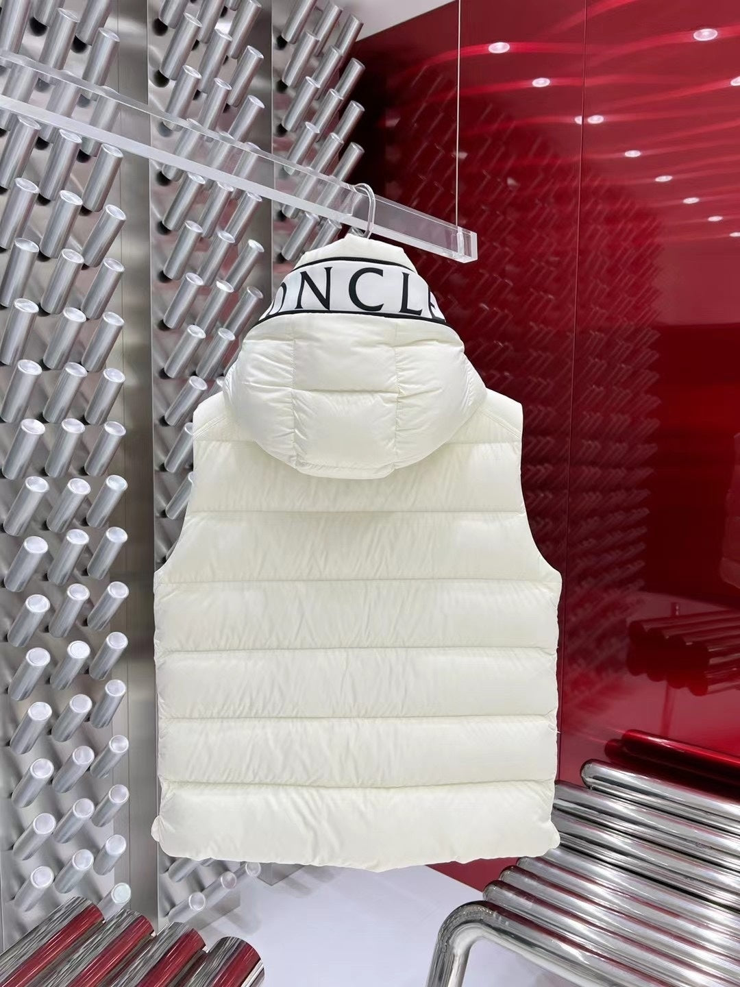 Moncler White Hooded Down Vest