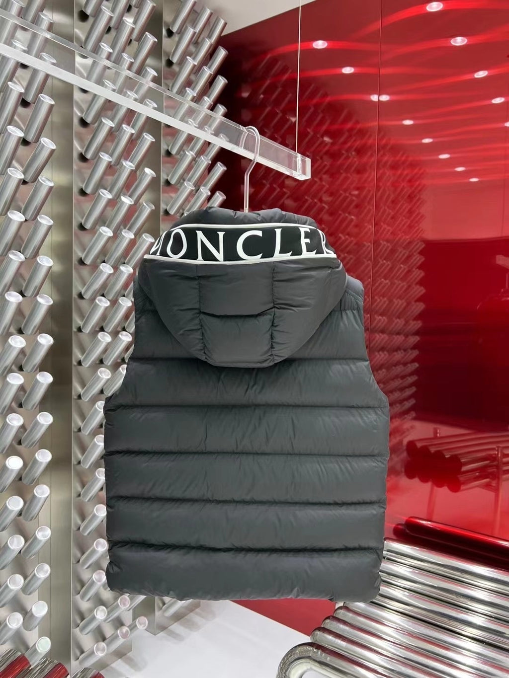 Moncler Dark Grey Hooded Down Vest