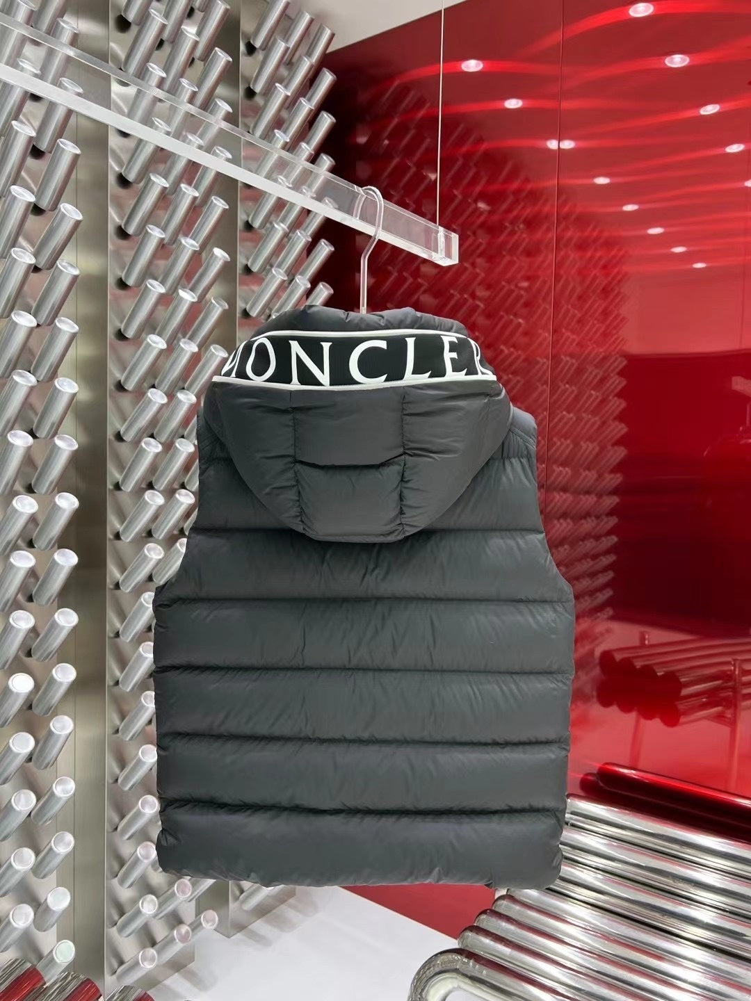 Moncler Dark Grey Hooded Down Vest